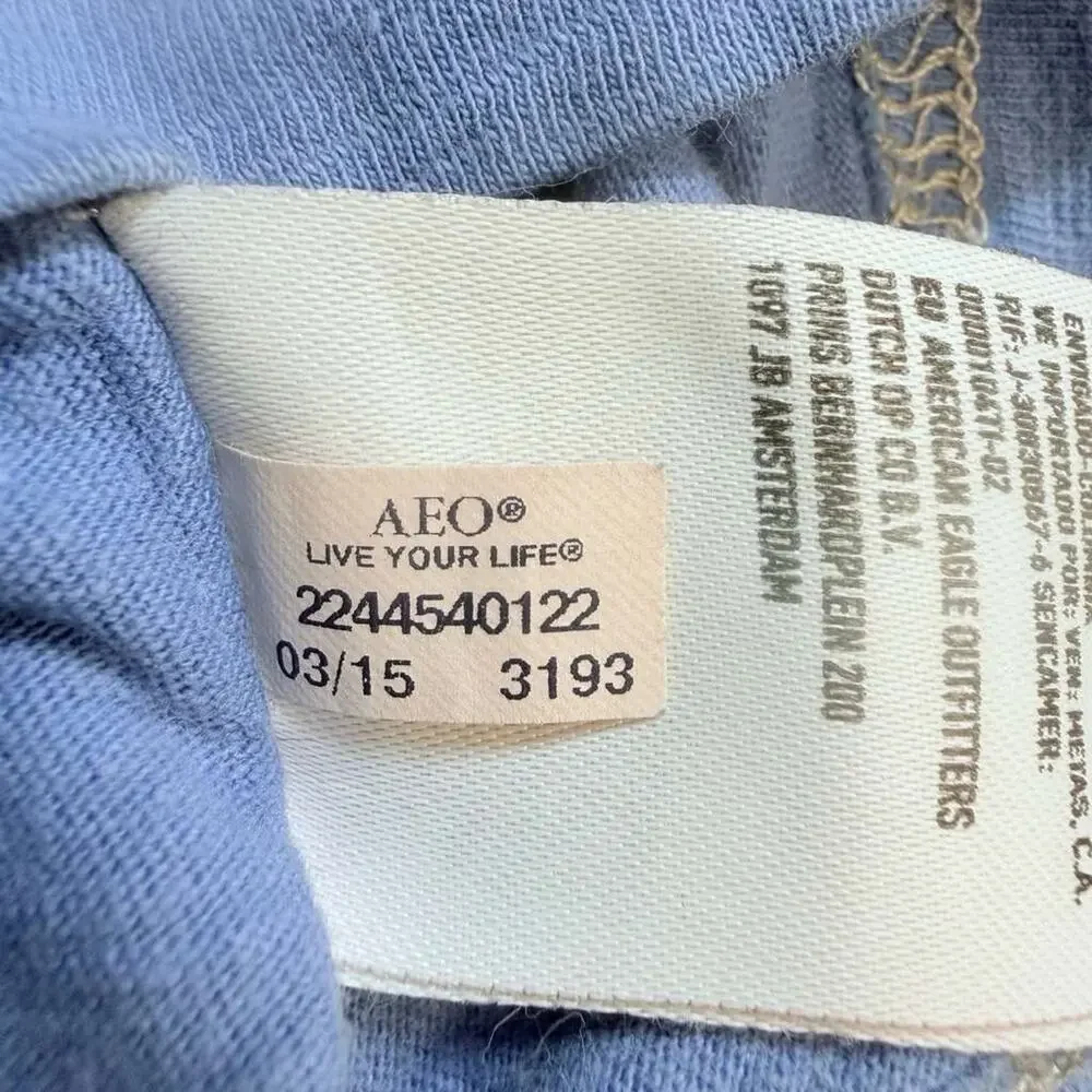 American Eagle Men Sz L Blue Stars Stripes Eagle Flag Patch Y2K Distressed USA - Picture 10 of 13
